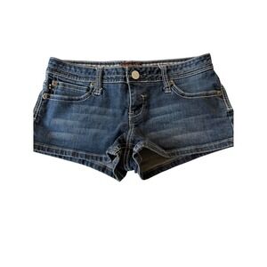 Zana Di Denim Shorts 11 Blue Low Rise Contrast Stitch Embroidered Pockets Y2K